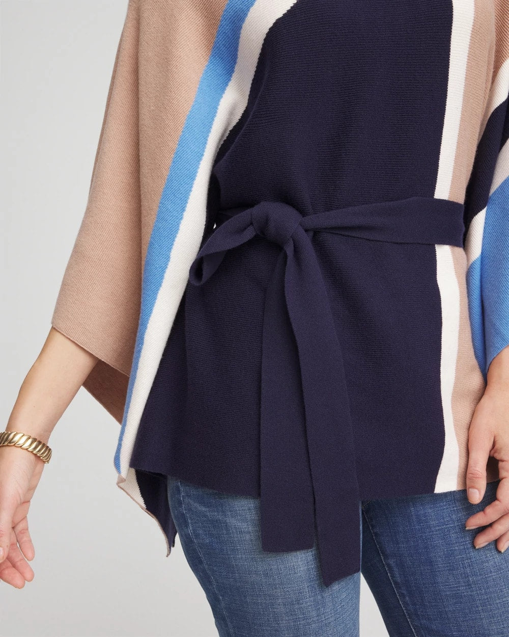 Chico's Best Seller - Belted Colorblock Poncho Passport Blue