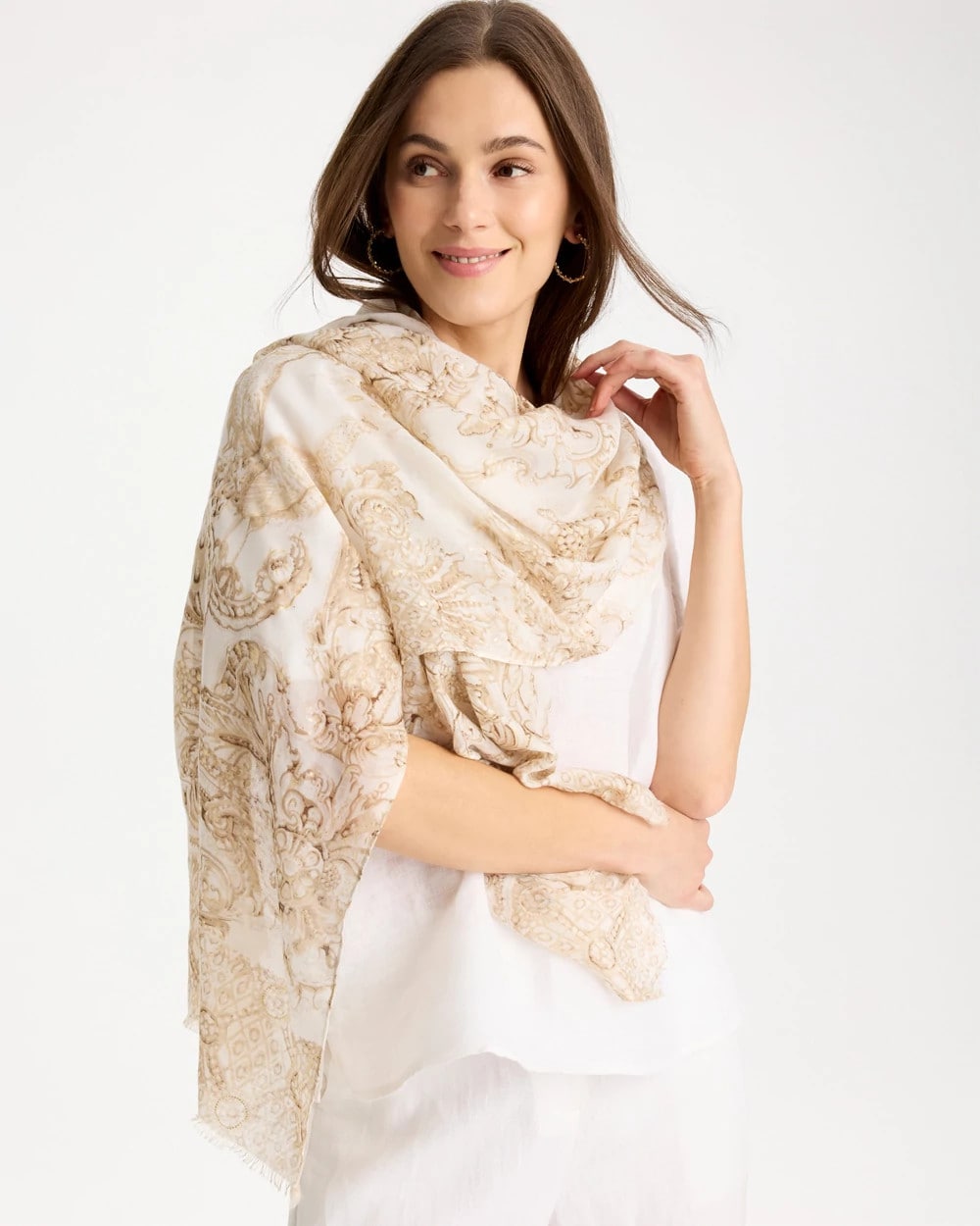 Chico's Essential - Foiled Oblong Scarf Neutral
