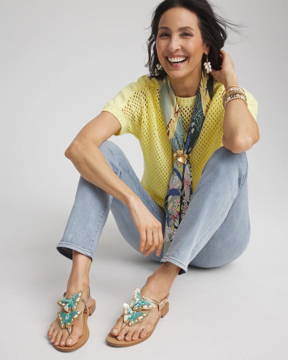 Chico's Featured - Butterfly T-Strap Sandal Metallic Multi