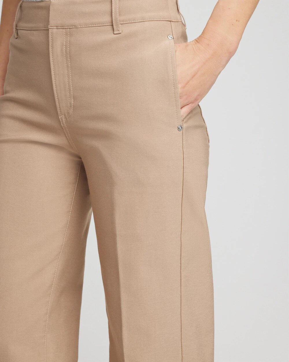 Chico's Premium - Petite Cotton Straight-Leg Trousers Cattail Brown
