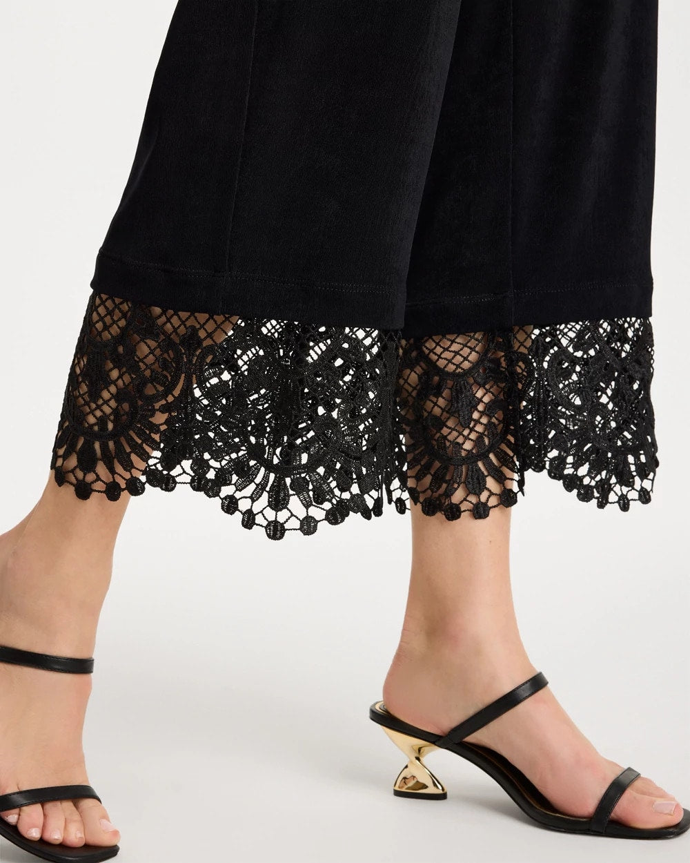 Chico's Featured - Travelers™ Lace Trim Cropped Pants Travelers Black