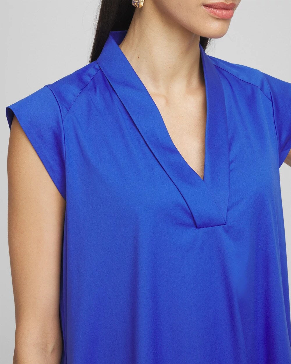 Chico's Discount - Petite Popover Poplin Maxi Dress Rich Cobalt