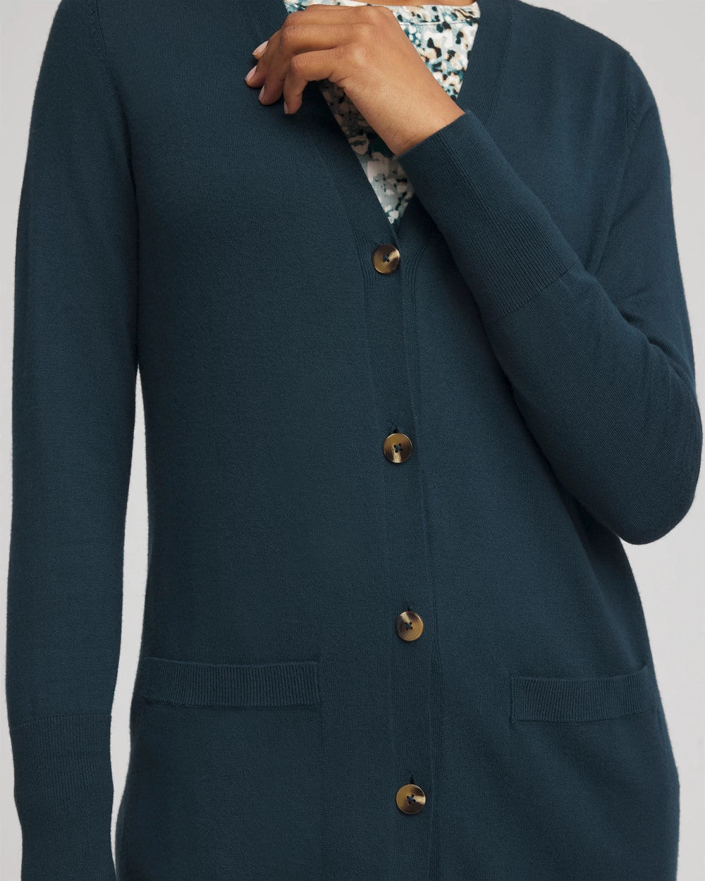 Chico's Special Offer - Ella Pocketed Cardigan Sweater Teal Shadow