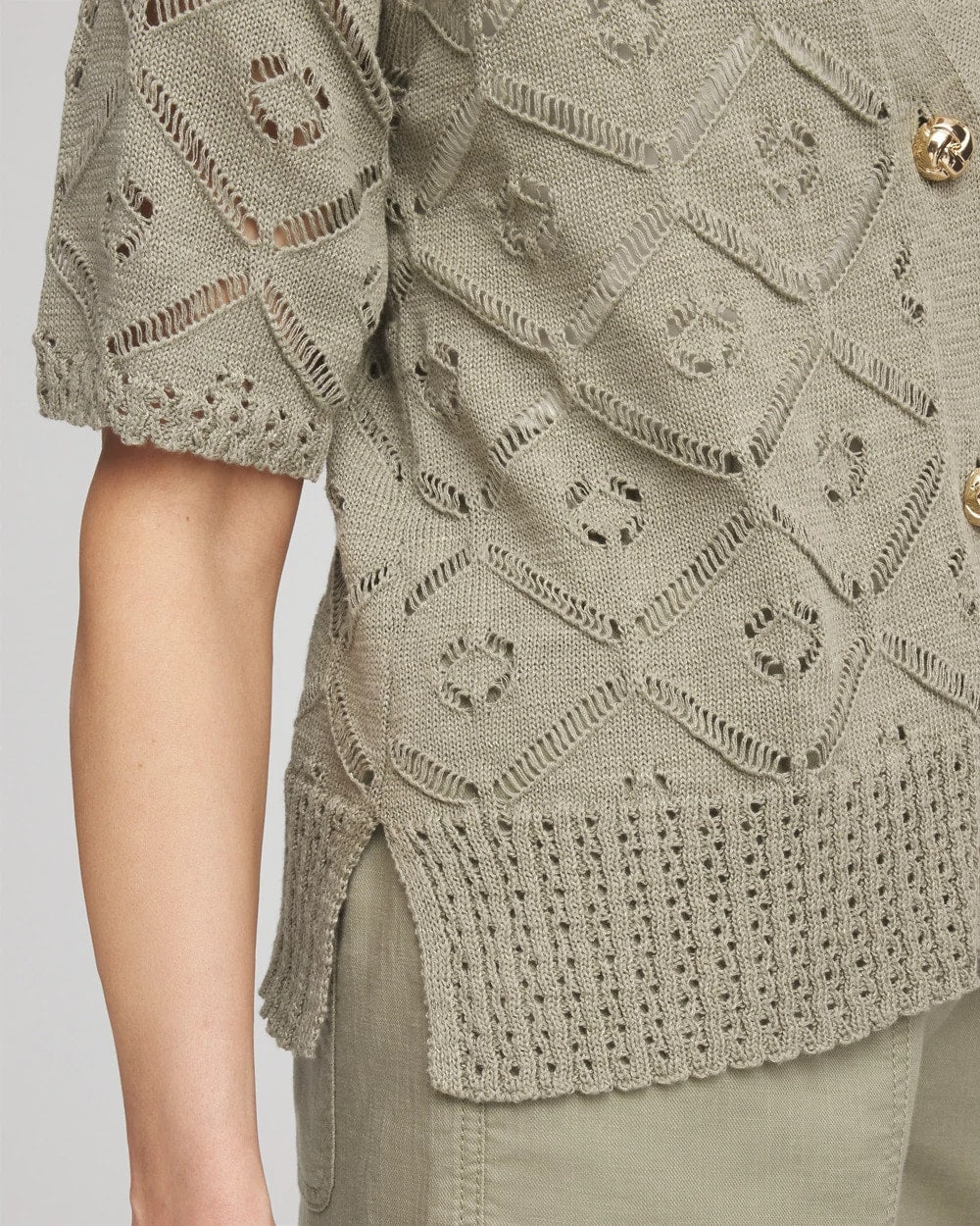 Chico's Trusted - Short Button-down Cardigan Washed Sage