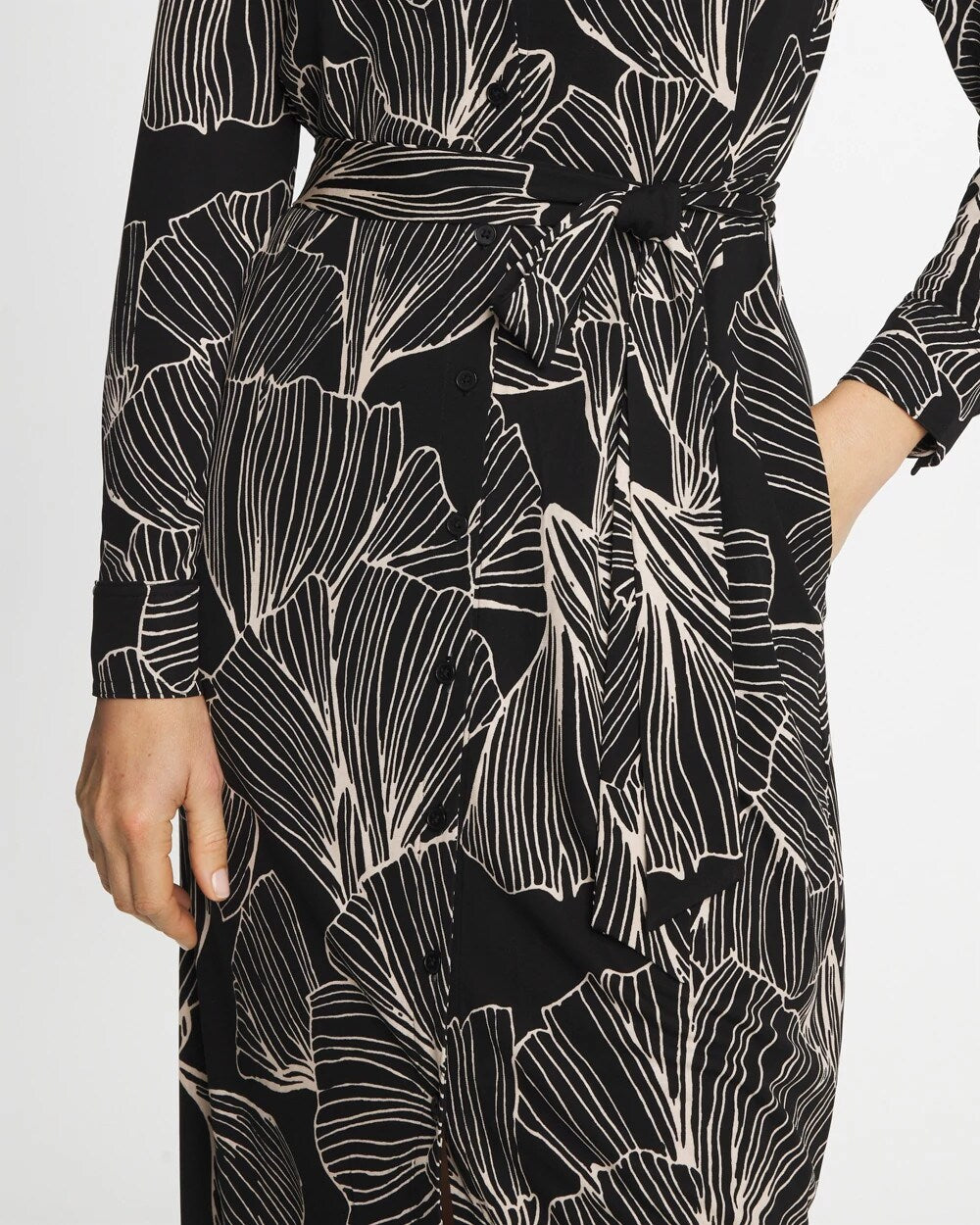 Chico's Essential - Printed Knit Shirtdress Black
