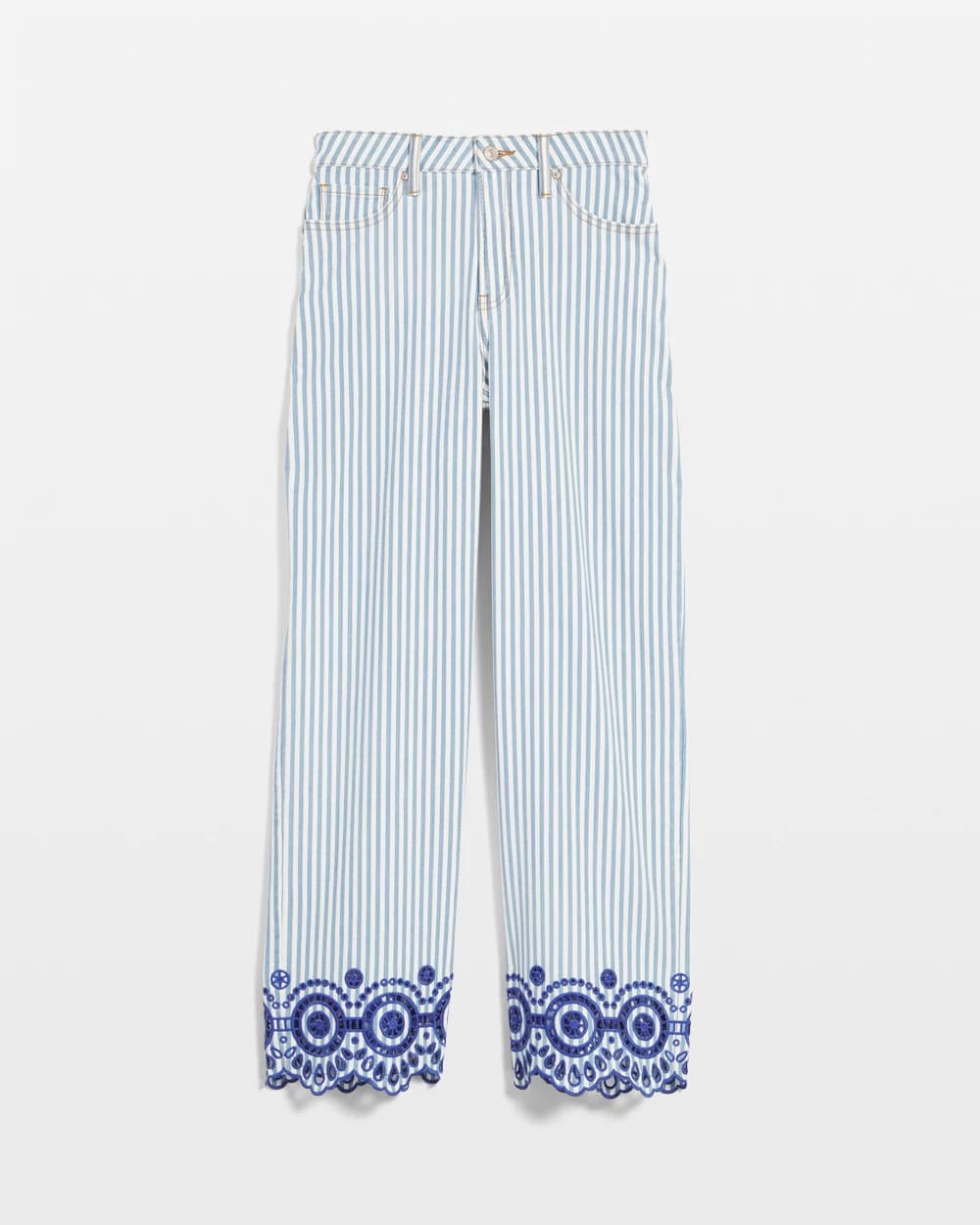 Chico's Smart Buy - Eyelet High-Rise Wide Cropped Jeans Blue