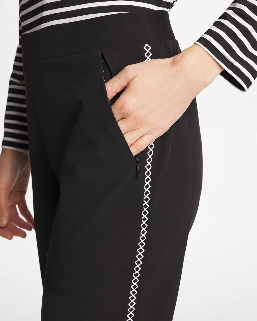 Chico's Signature - Zenergy® UPF Lattice-Trim Ankle Pants Black