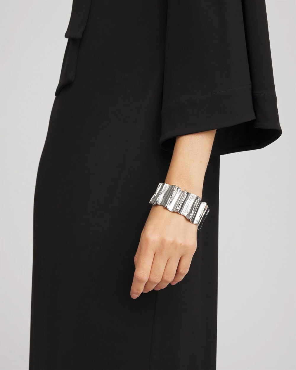 Chico's Best Price - Silvertone Wave Stretch Cuff Bracelet Silver