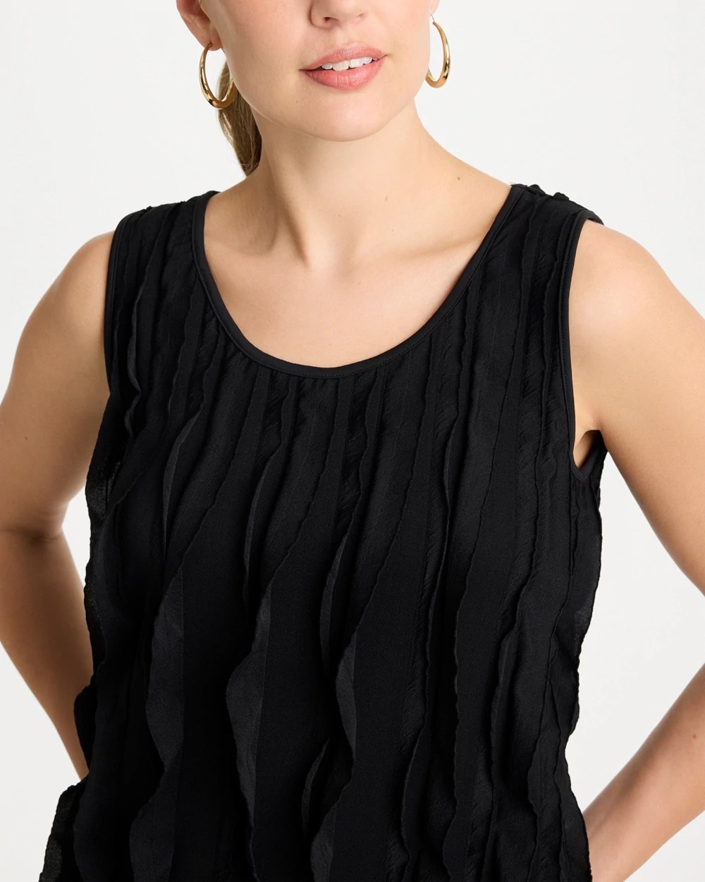 Chico's Essential - 3-D Ruffled Tank Black