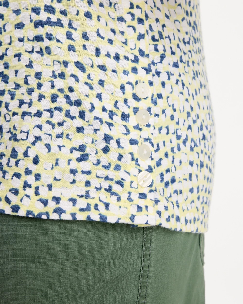 Chico's Latest - Printed Cotton Slub Elbow-Sleeve Tee Sage Lime