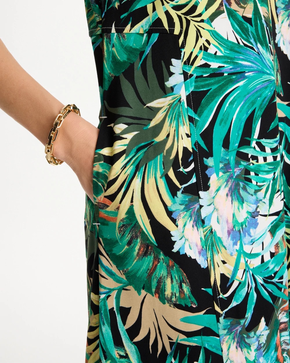 Chico's Hot Sale - Palm Printed Knit Maxi Dress Topanga Green