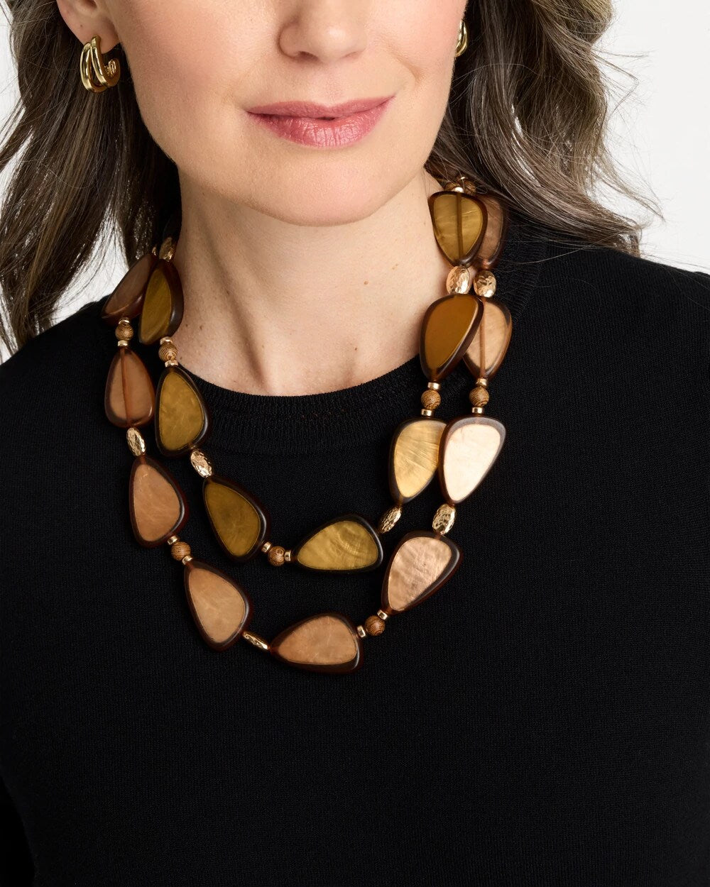 Chico's Featured - Neutral Double Strand Geo Necklace Neutral
