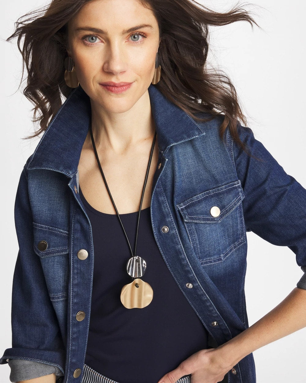 Chico's Trusted - Crinkle Mixed Metal Pendant Mixed Metals