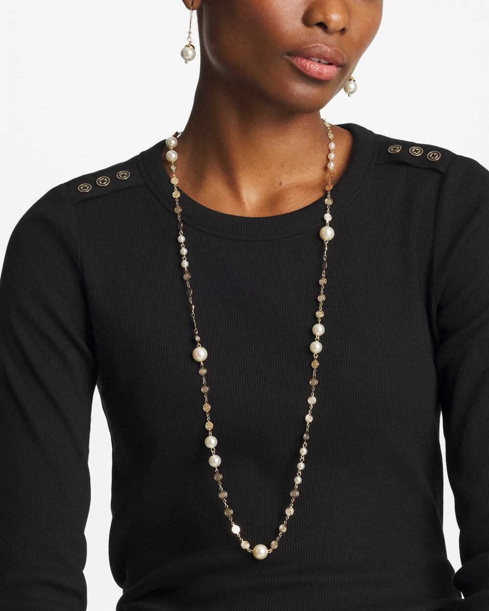Chico's Value - Pearl and Link Necklace Pearl