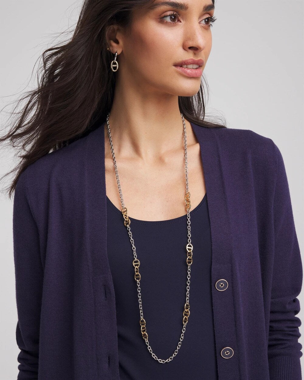 Chico's Essential - Mixed Metal Link Long Necklace Mixed Metals