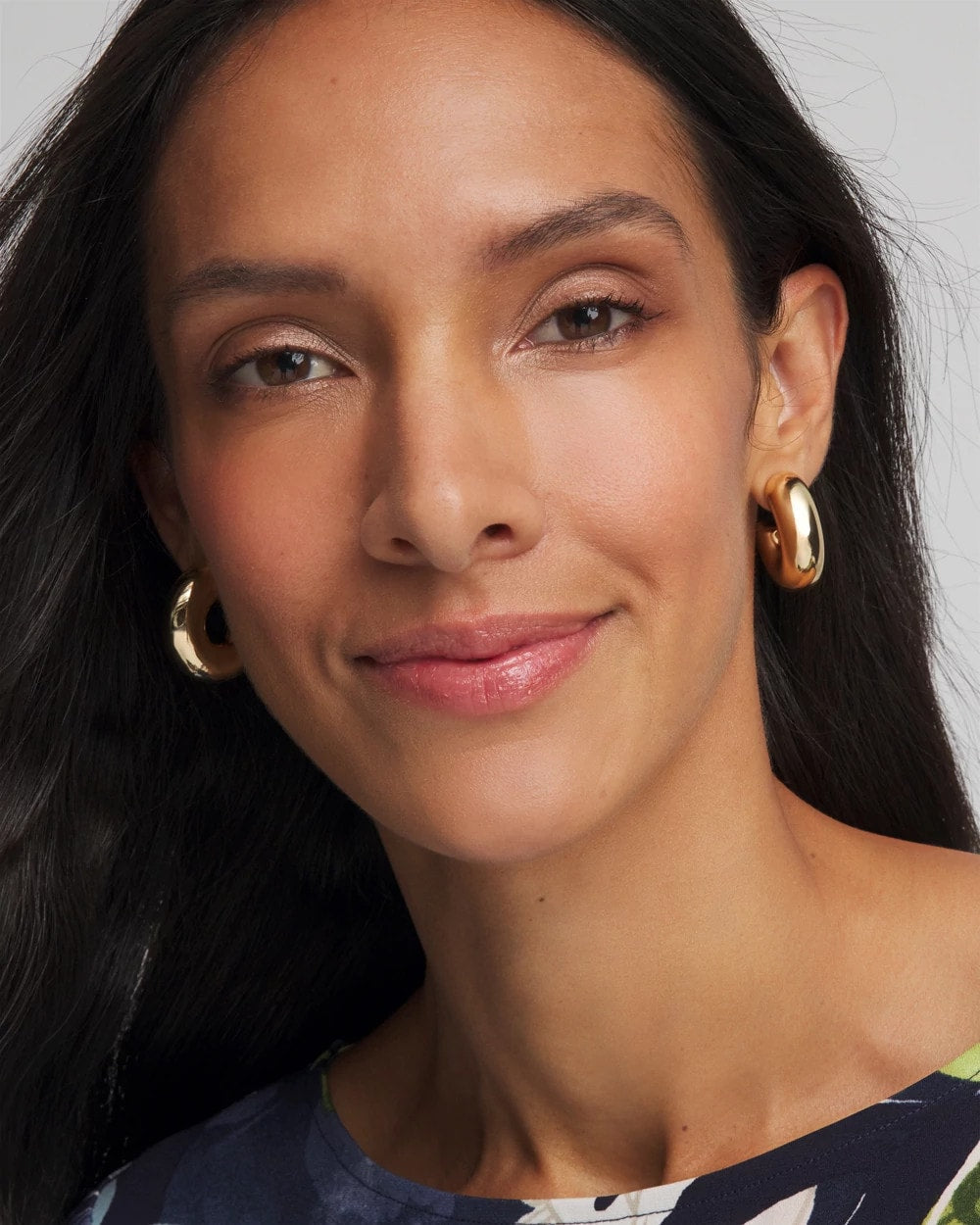 Chico's Signature - Gold Puff Hoop Earrings Gold