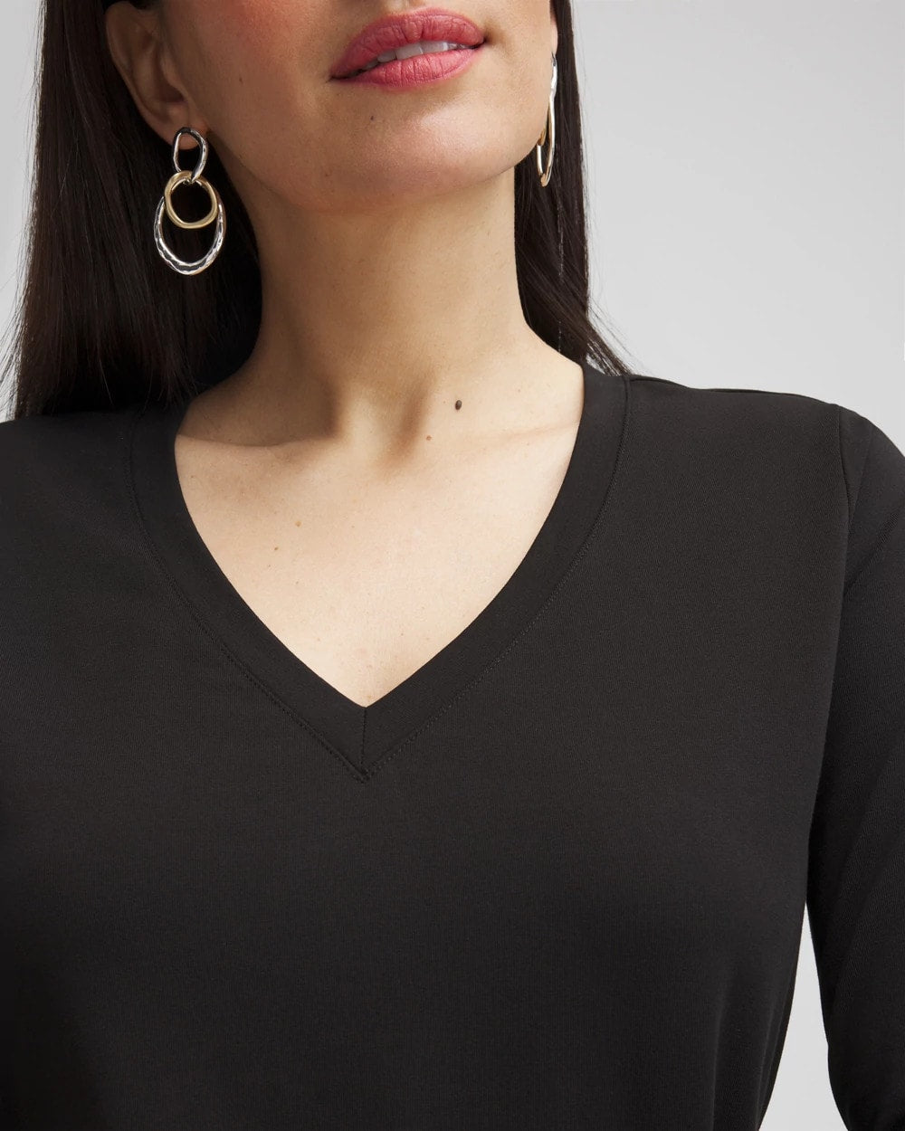 Chico's Popular - 3/4 Sleeve Perfect Tee Black