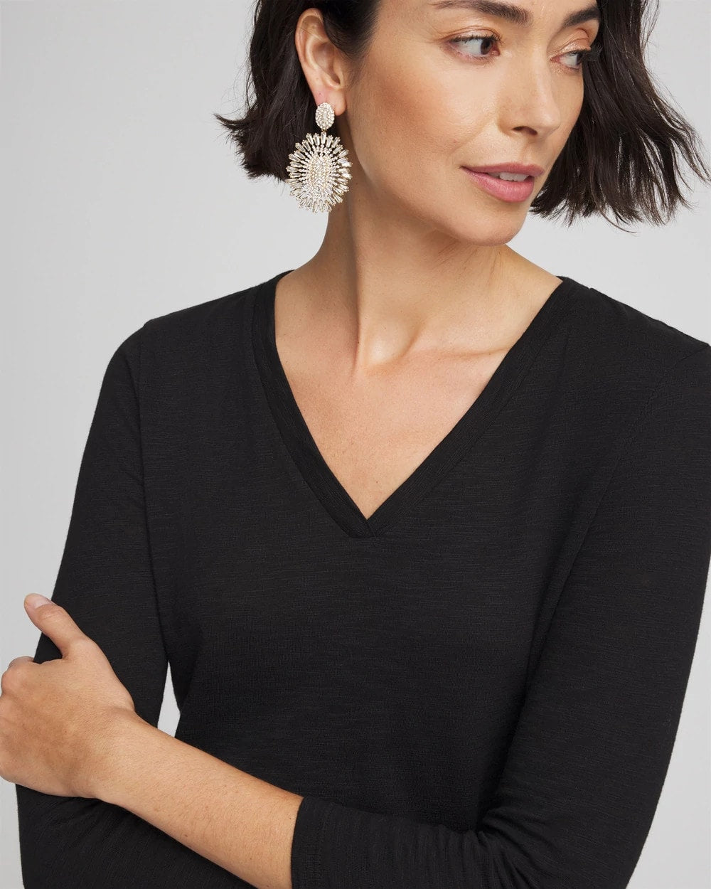 Chico's Everyday - Slub 3/4 Sleeve Tee Black
