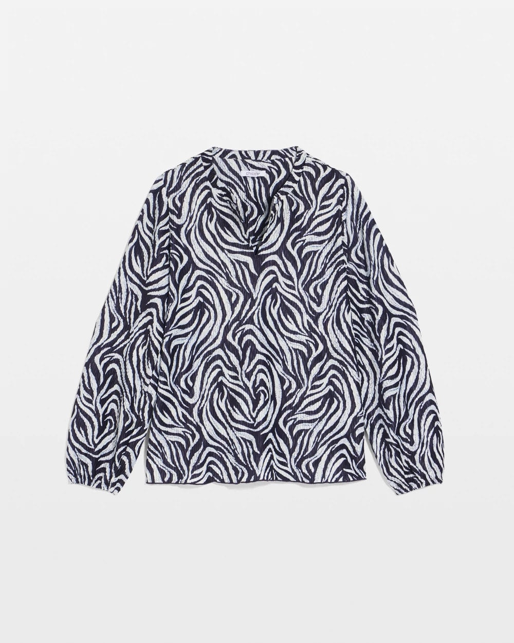 Chico's Essential - Zebra Waves Crinkle Top Passport Blue