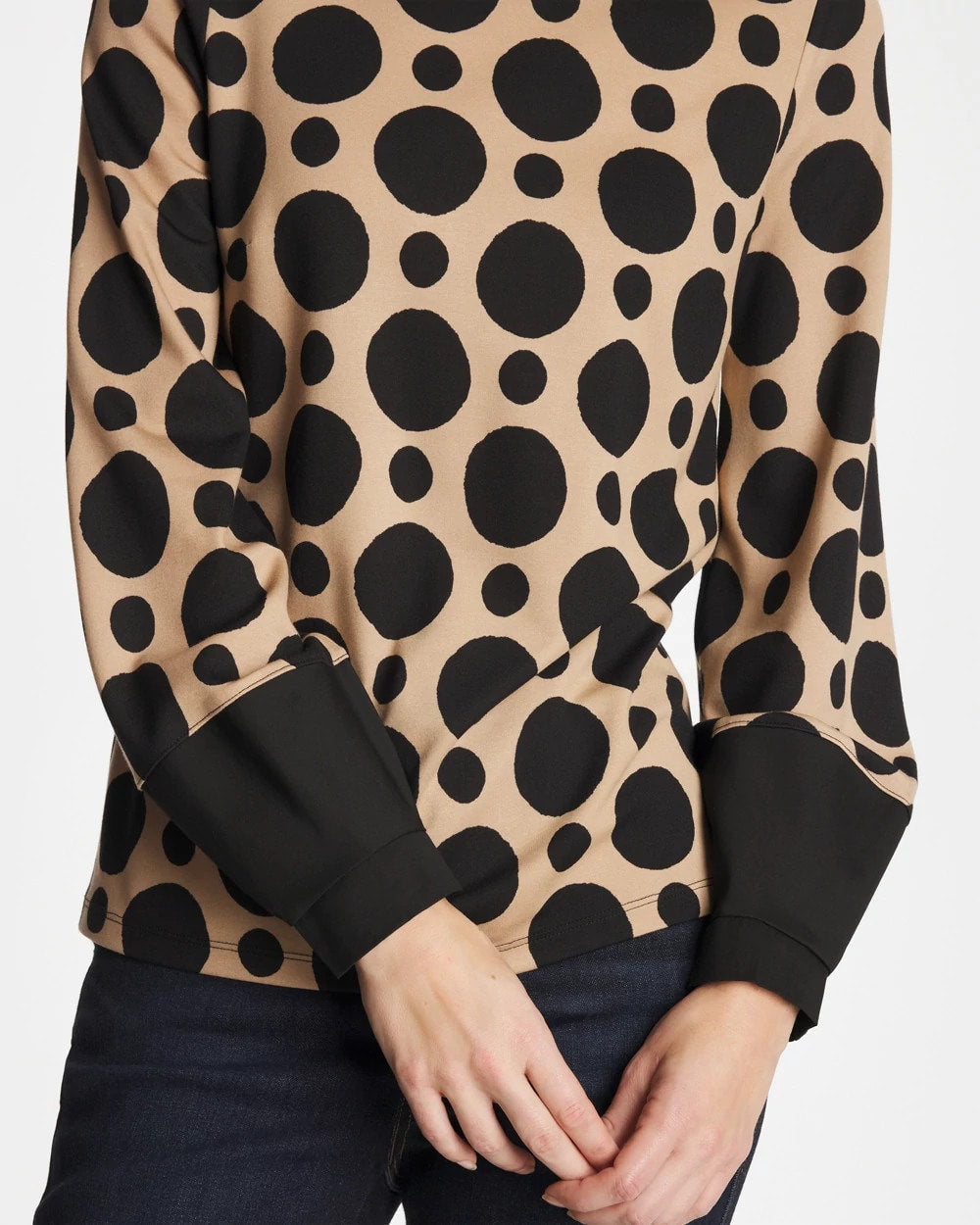 Chico's Classic - Ponte Poplin Polka-Dot Top Cattail Brown