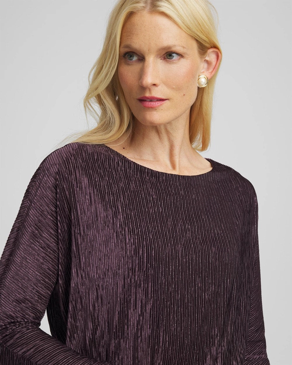 Chico's Best Seller - Crinkle Velvet Banded-Bottom Top Night Bloom