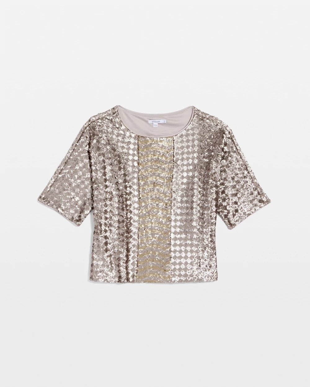 Chico's Special Offer - Art Deco Dolman Sequins Tee Gold