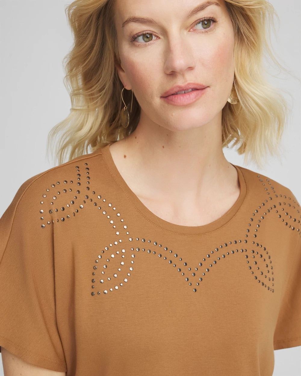 Chico's New - Studded Tapered Dolman Top Burnt Sienna