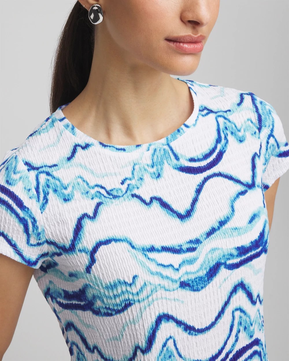 Chico's Smart Buy - Ocean Waves Cap Sleeve Dolman Tee Alabaster