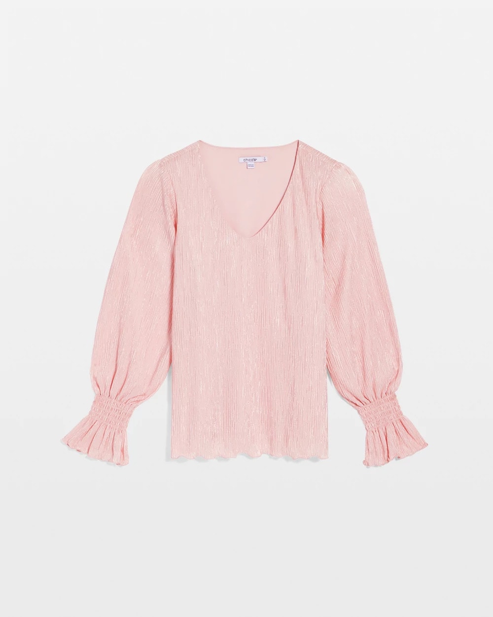 Chico's Great Value - Crinkle Bodre Voop Neck Top Blushed
