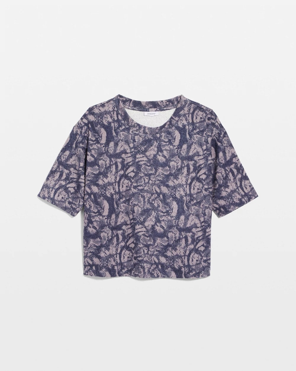 Chico's Classic - Animal Cozy Crewneck Tee Indigo Sky
