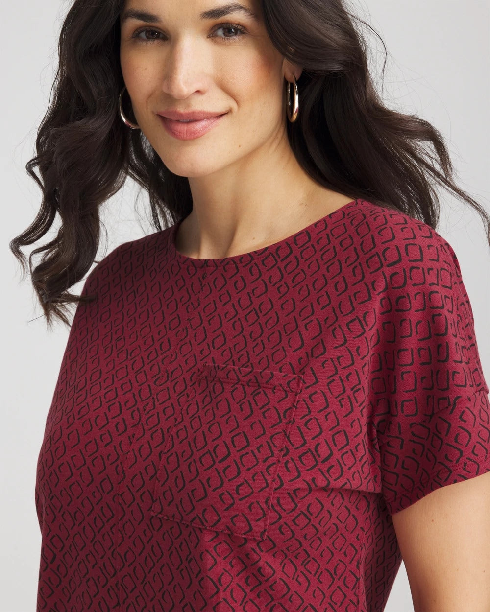 Chico's Essential - Zenergy® UPF Geo-Print Dolman Top Russet Red