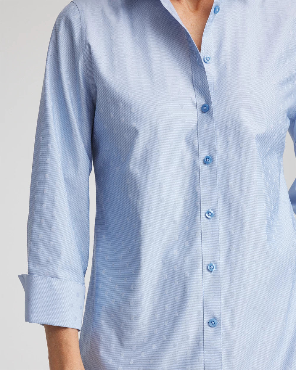 Chico's Best Seller - No Iron™ Striped Jacquard Sateen Shirt Tidal Blue