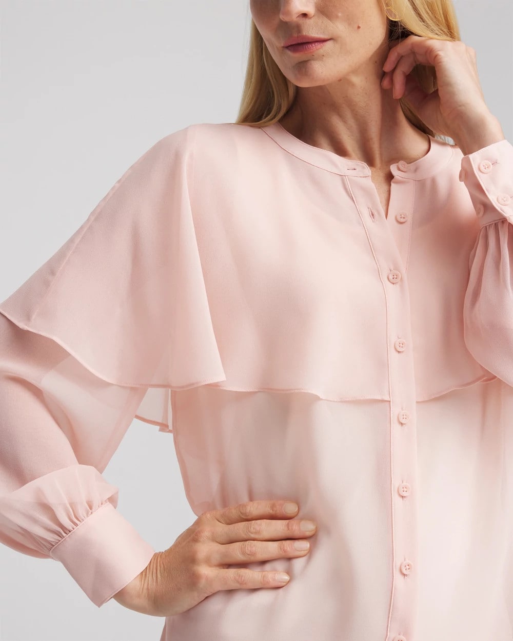 Chico's Essential - Georgette Cape Blouse Rose Smoke