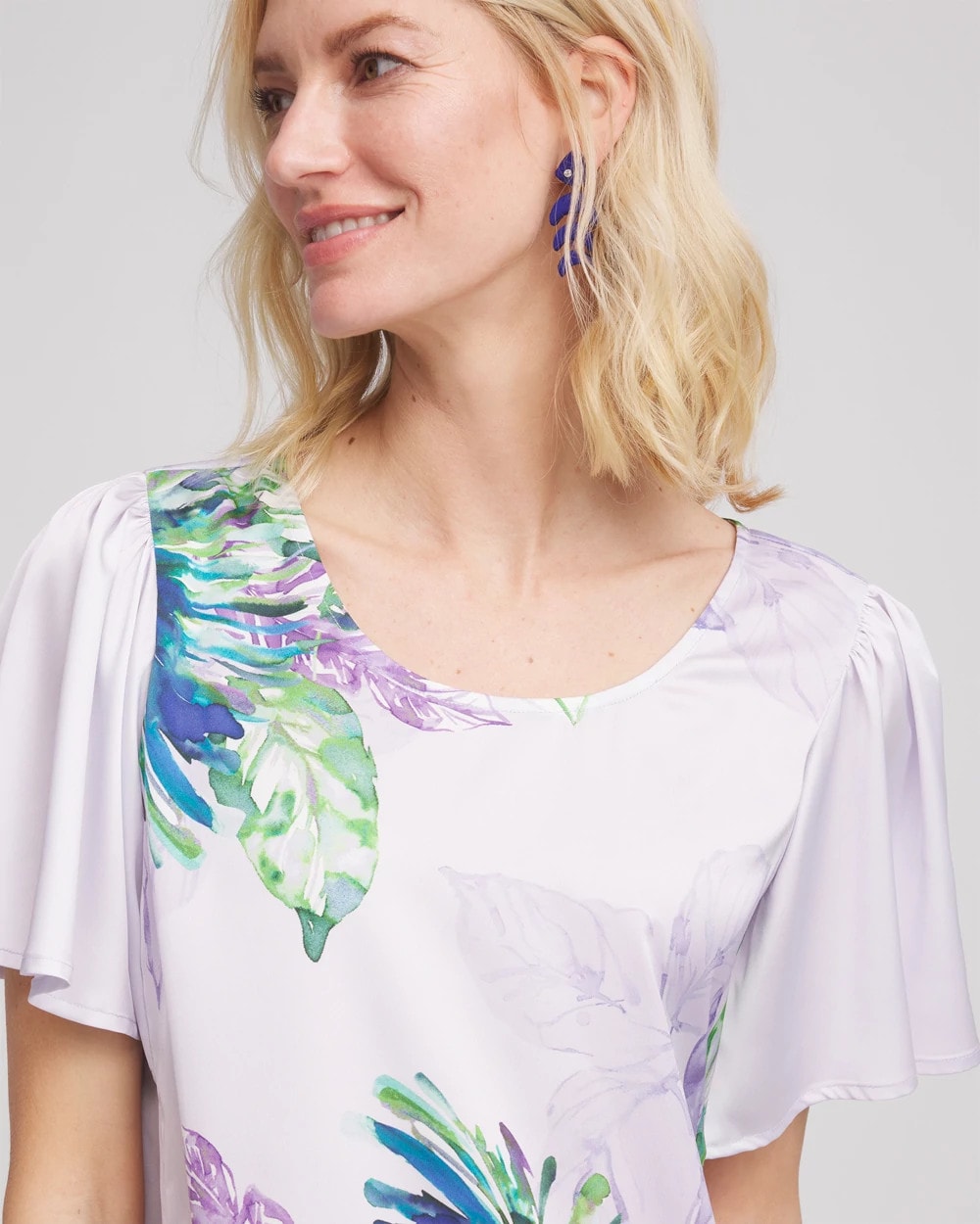 Chico's Recommended - Flutter Sleeve Satin Top Violet