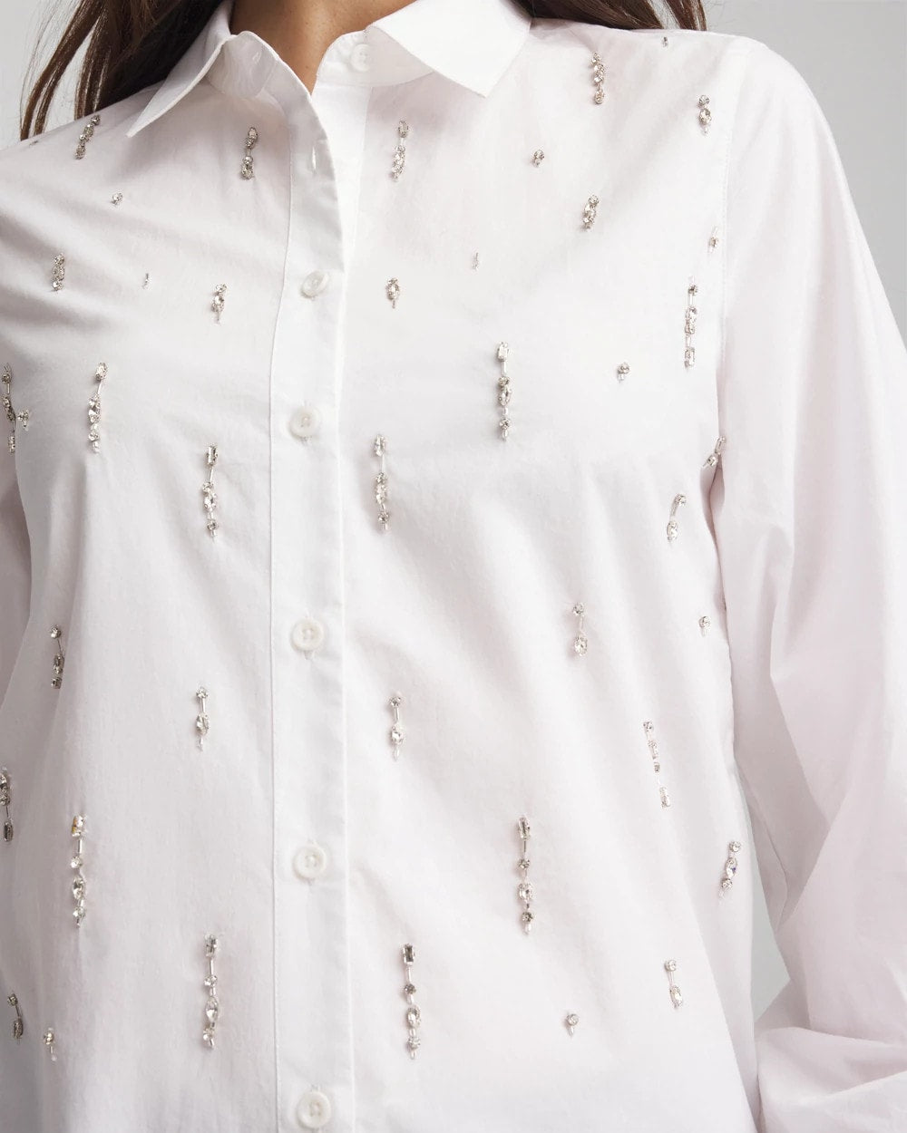 Chico's Essential - Jeweled Poplin Shirt Alabaster