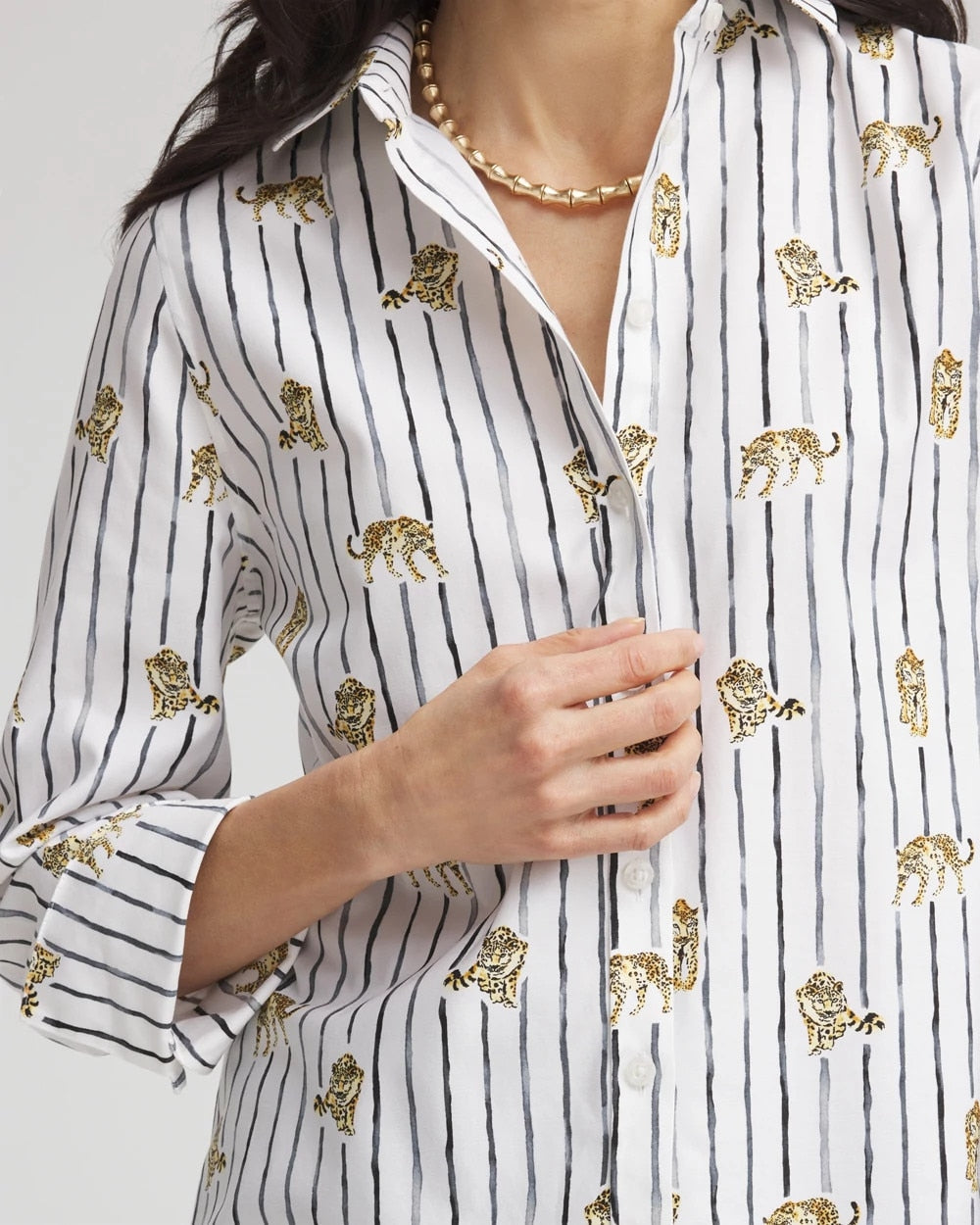 Chico's Premium - No Iron™ Leopard Graphic Shirt Optic White