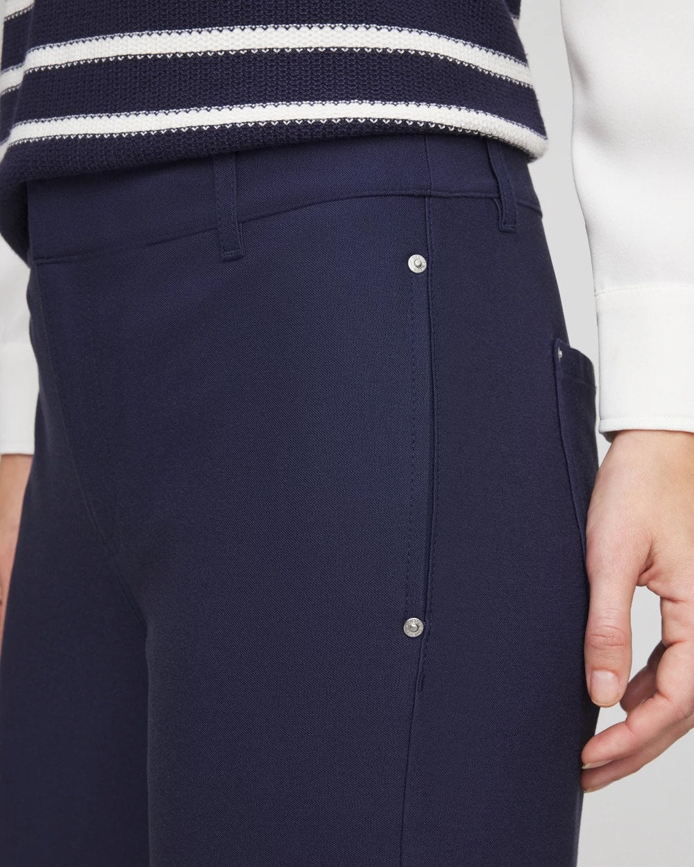 Chico's Special Offer - Cotton Straight Ankle Trousers Passport Blue