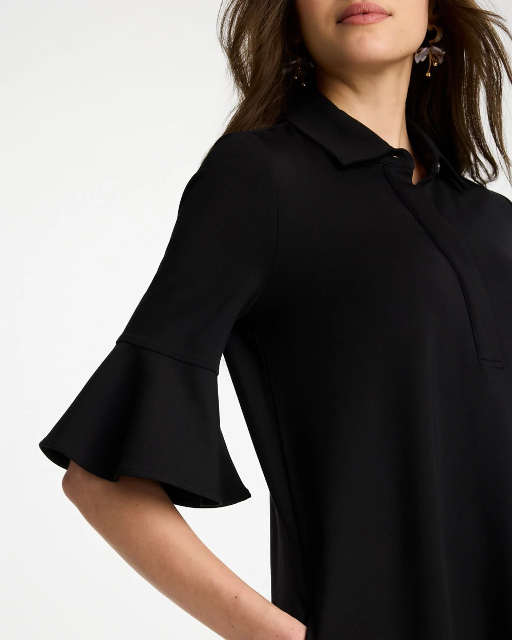 Chico's Deals - Knit Flounce Sleeve Dress Black