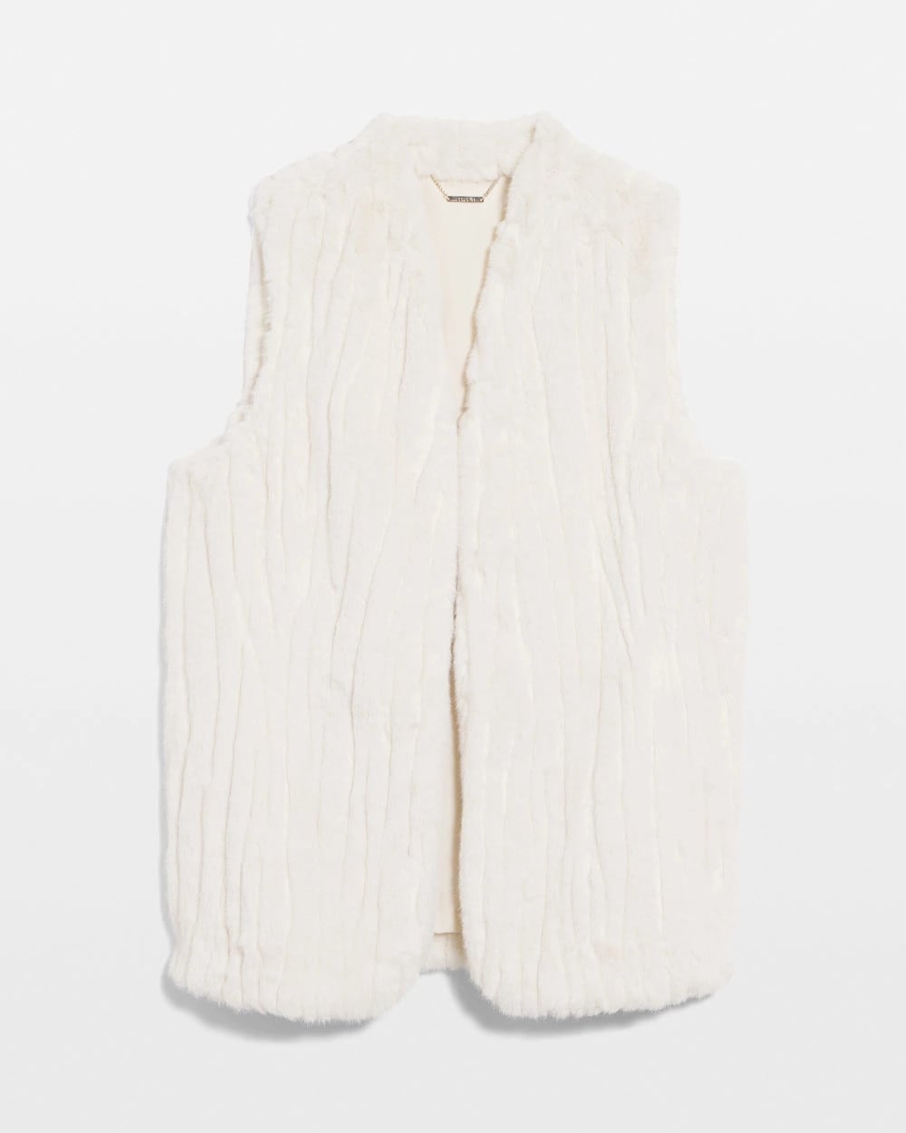 Chico's New - Elongated Faux Fur Vest English Cream