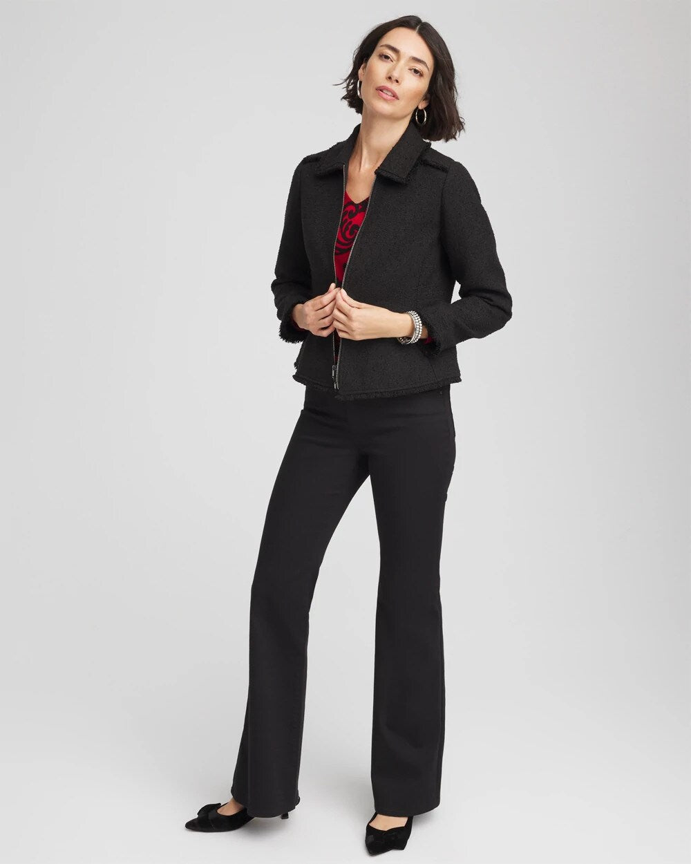 Chico's New - Bouclé Peplum Jacket Black