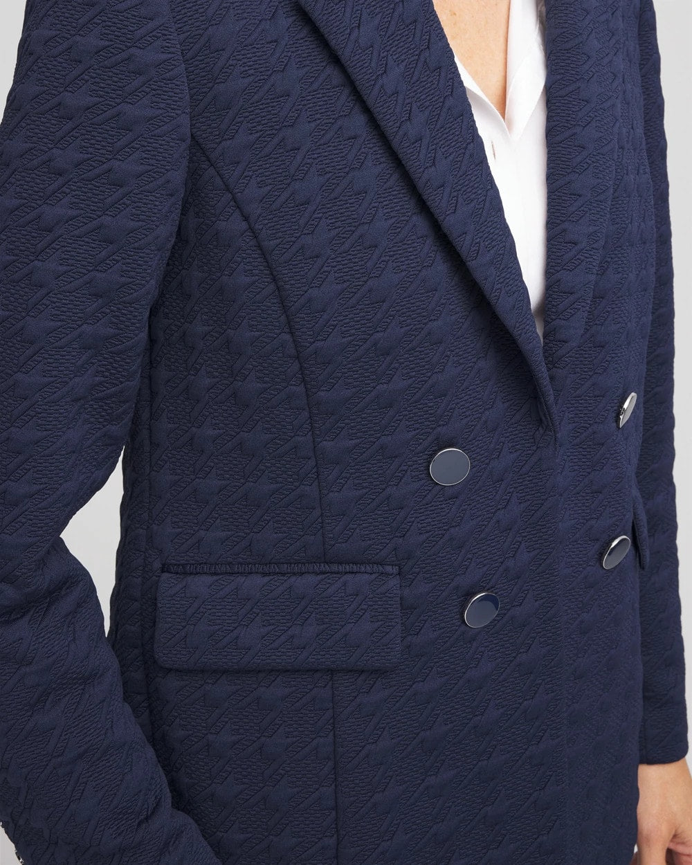 Chico's Essential - Textured Single-Breasted Knit Blazer Passport Blue