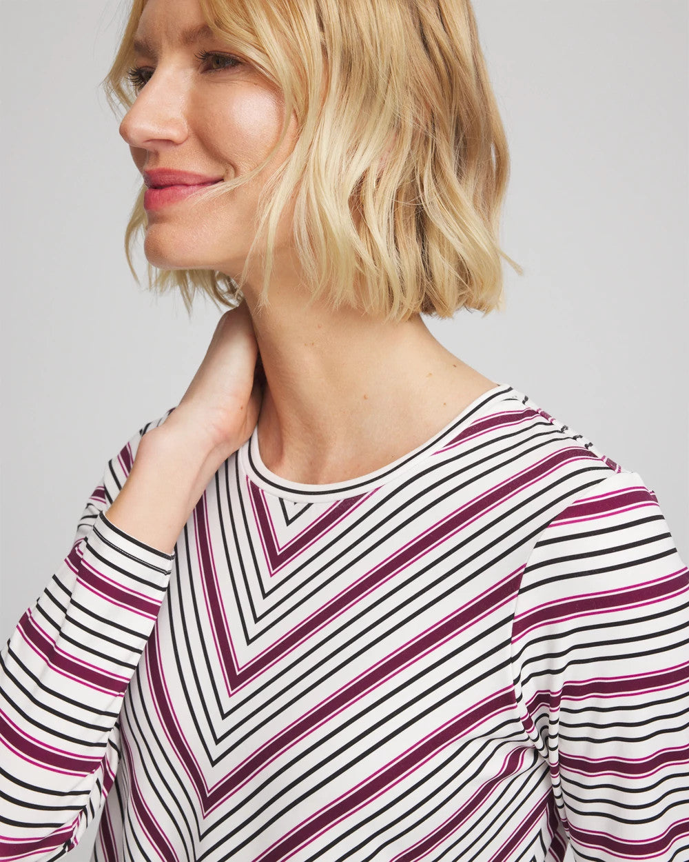 Chico's Special Offer - Zenergy® Soft Brushed Striped Top Deep Chianti