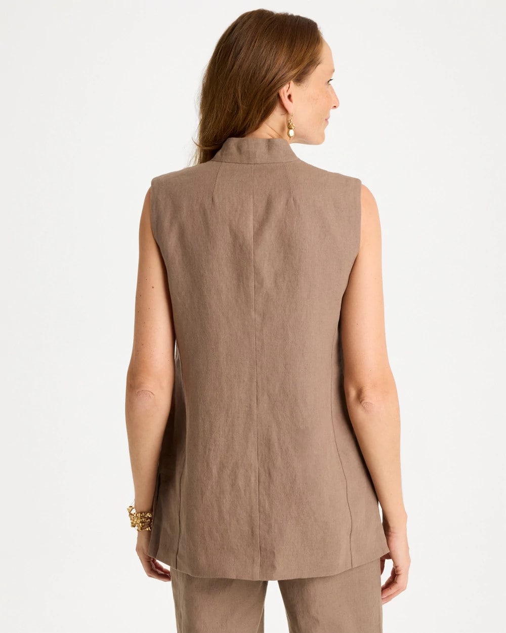 Chico's Signature - Long Linen Sleeveless Vest Topaz Smoke