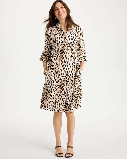 Chico's Trusted - Ponte Knit Flounce Sleeve Dress Chocolate Fondant