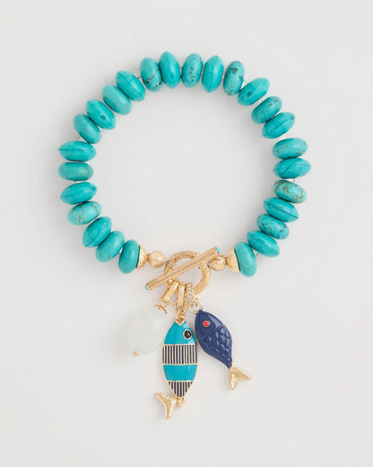 Chico's Discount - Turquoise Stone Toggle Charm Bracelet Turquoise