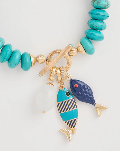 Chico's Discount - Turquoise Stone Toggle Charm Bracelet Turquoise