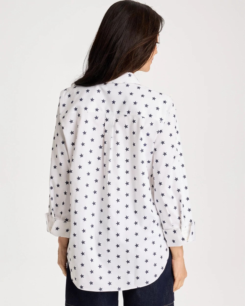 Chico's Best Seller - No Iron™ Stretch Jacquard Stars Shirt Passport Blue