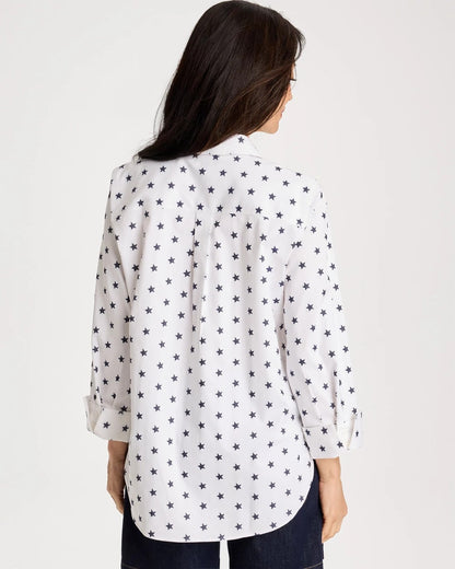 Chico's Best Seller - No Iron™ Stretch Jacquard Stars Shirt Passport Blue
