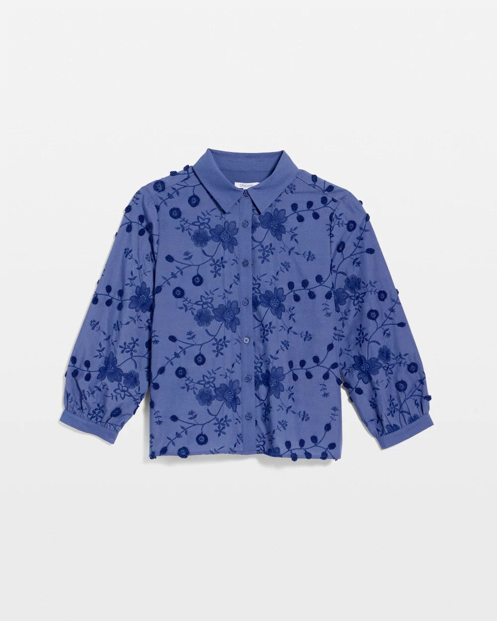 Chico's Essential - 3D Floral Embroidered Top Indigo