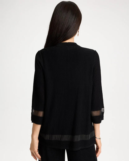 Chico's Latest - Travelers™ Sheer Stripe Cardigan Travelers Black